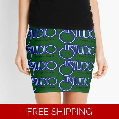 Mini Skirt White & Blue Multi logo TOS Black